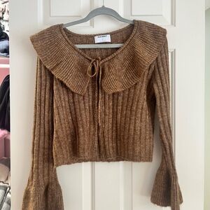 Old Navy Brown Ribbed Cardigan with Flared Sleeves